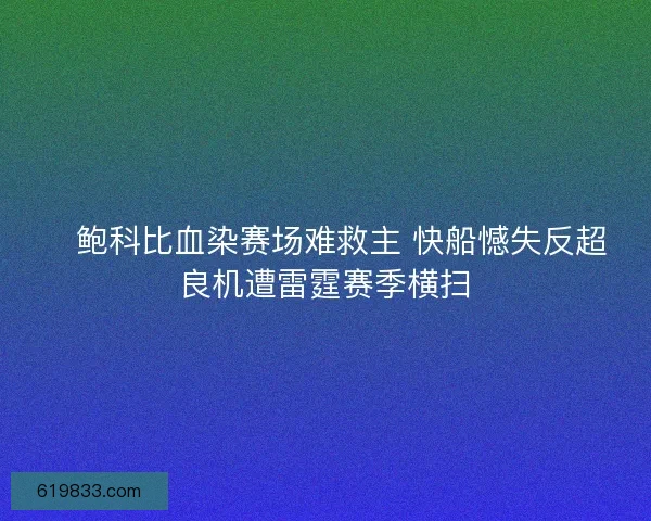 🏀鲍科比血染赛场难救主 快船憾失反超良机遭雷霆赛季横扫